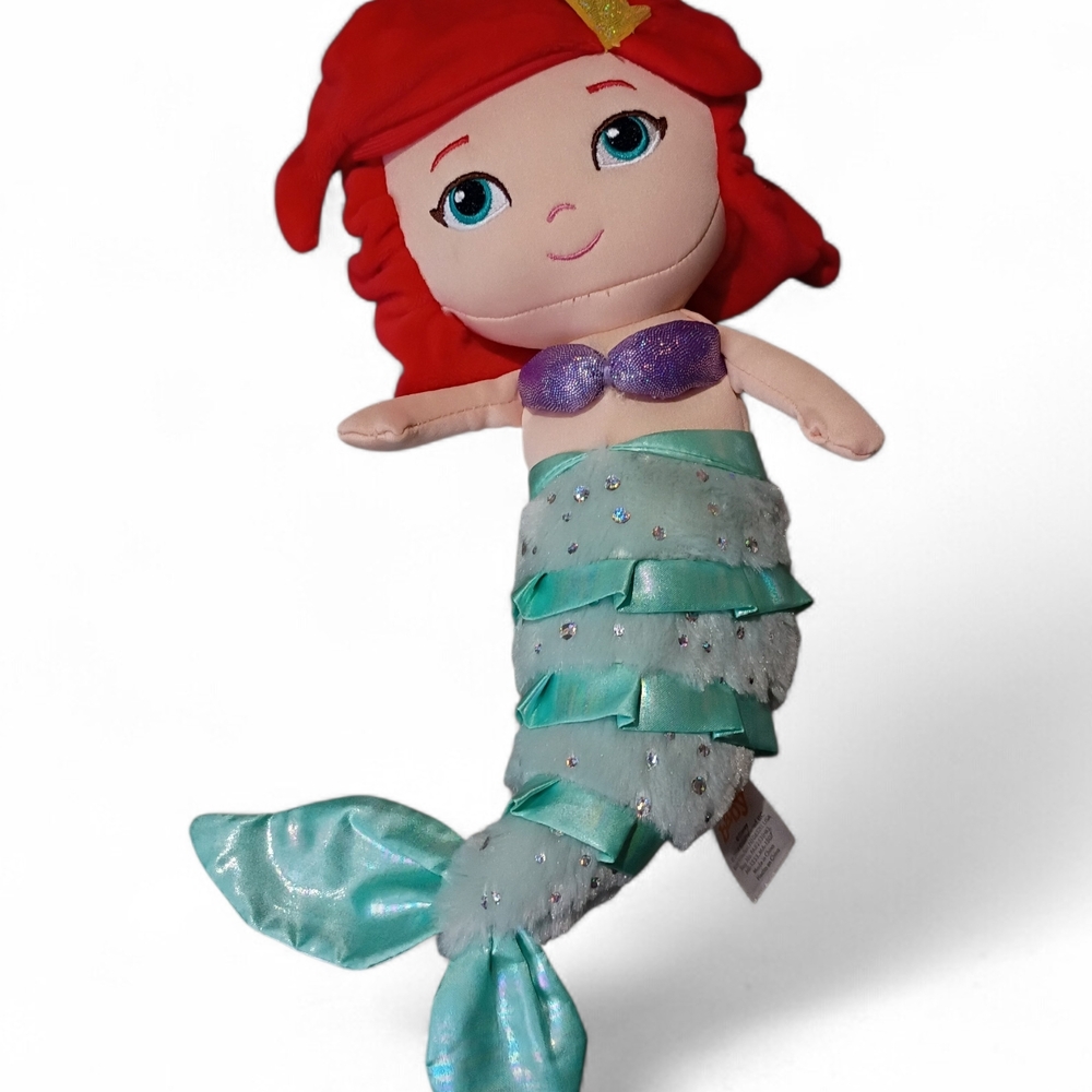 EUC Disney Baby The Little Mermaid Ariel Plush 14" Baby Body Girl Doll Sparkle - Picture 1 of 4